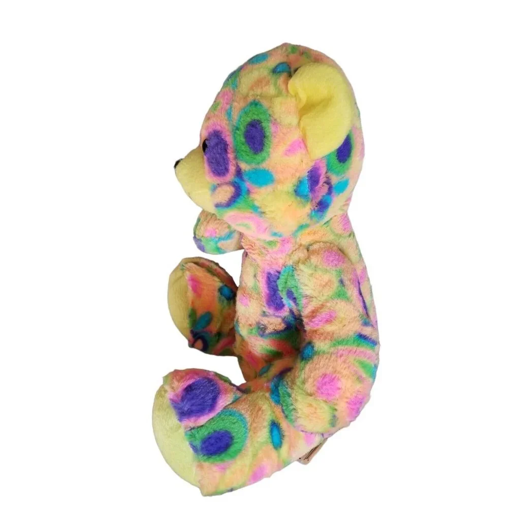 Kellytoy Plush Rainbow Teddy Bear Stuffed Animal Toy Groovy Hippy Colorful 2015